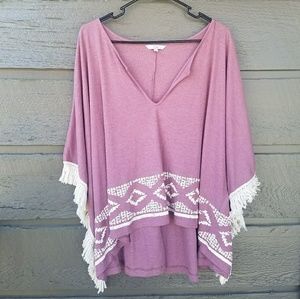 💲 Bundle 2 for $10 Ckh Clockhouse Rose Pink Tribal Fringe Top
